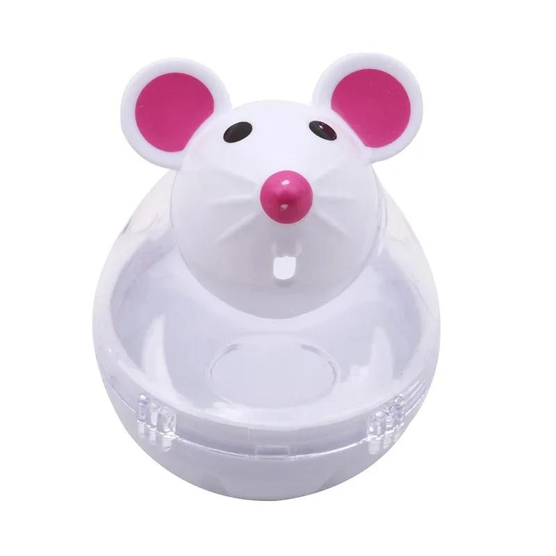 

2026 New Funny Mouse Shaped Cat Feeder Toy Food Leakage Dispenser Bowl Interactive Training Play Toy Kitten Pet Supplies белый