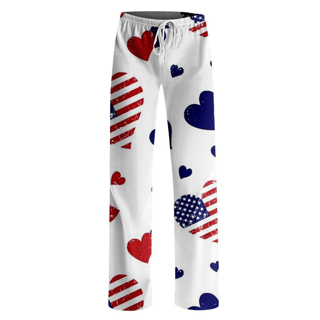 Damenmode Lockerer Unabhängigkeitstag Casual Stitching Bedruckte Freizeithose