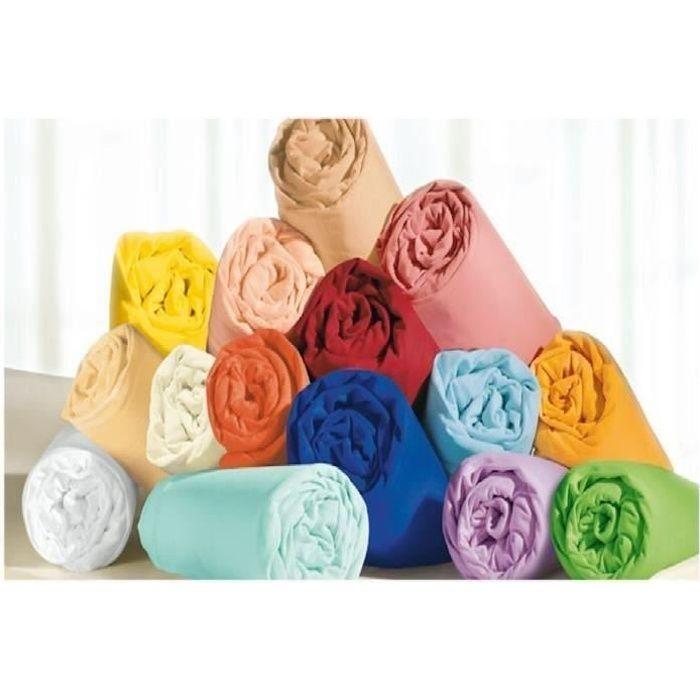 Drap housse - Blanc - 160x200 cm - 100% coton - Bonnet 23 cm - Facile d'entretien