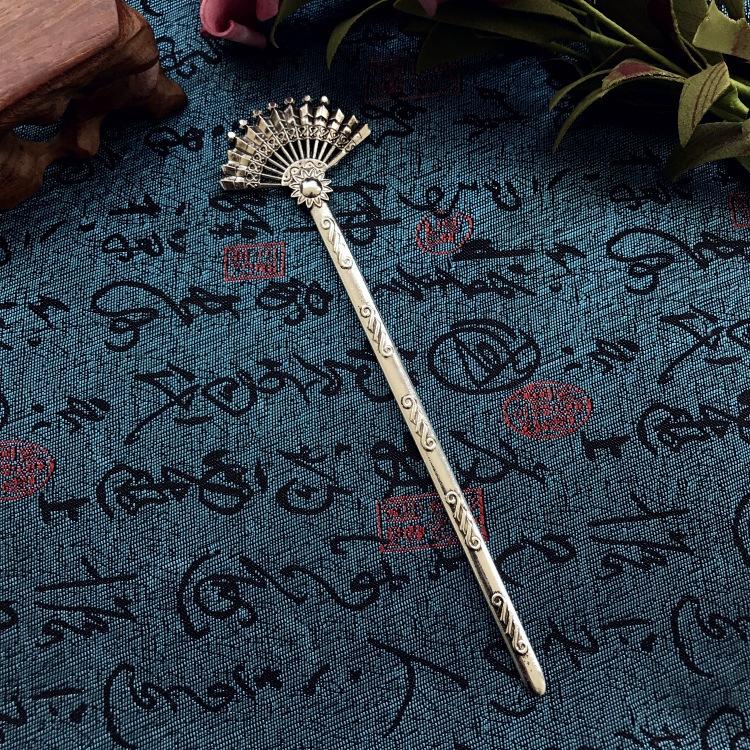 Retro ethnic style Miao silver hairpin antique bookmark female flower hairpin simple classical versatile disc hair hairpin hair accessories