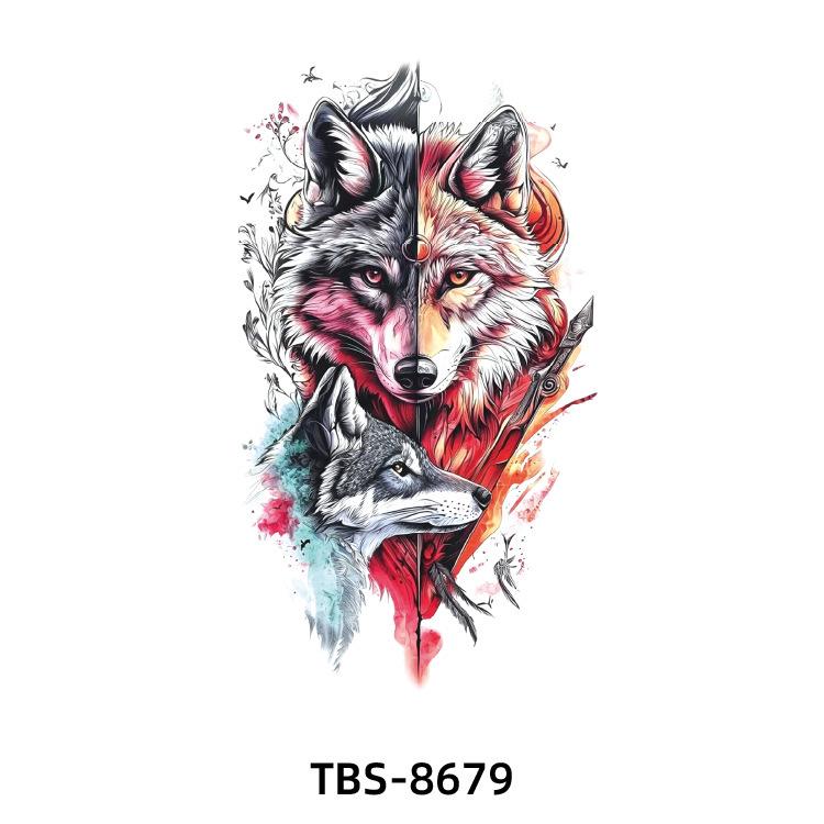 2025 Full/Half Arm Wolf, Tiger, & Flower Tattoo Stickers - European/American Style