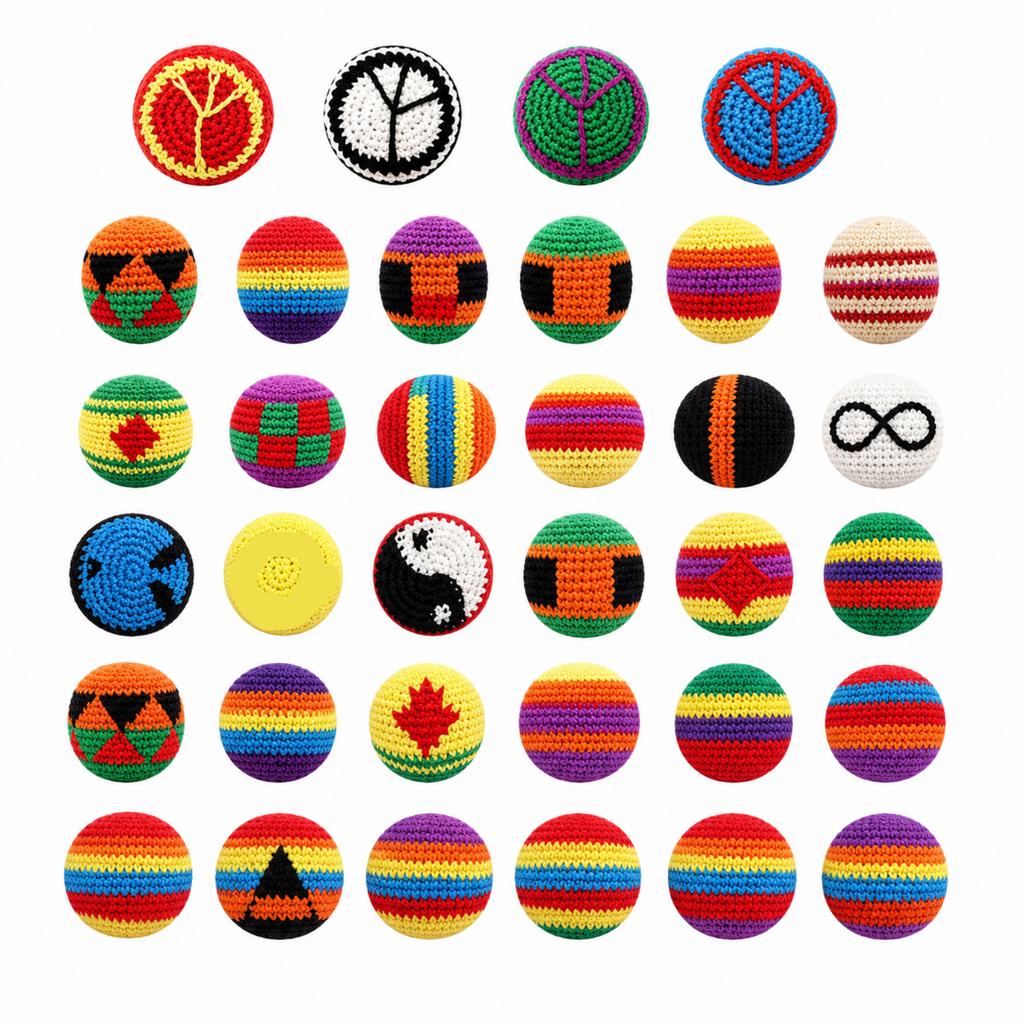 El Yapımı Tığ İşi Hacky Sack Topları Seti 6 Adet 12 Adet 24 Adet 48 Adet Çeşitli Stiller Dayanıklı Hafif Yumuşak İplik Ayak Topu Dış Mekan İç Mekan Oyunları İçin
