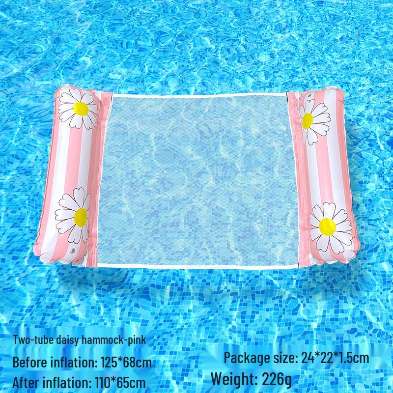 Tumbona Flotante Inflable Plegable Transfronteriza con Respaldo y Malla