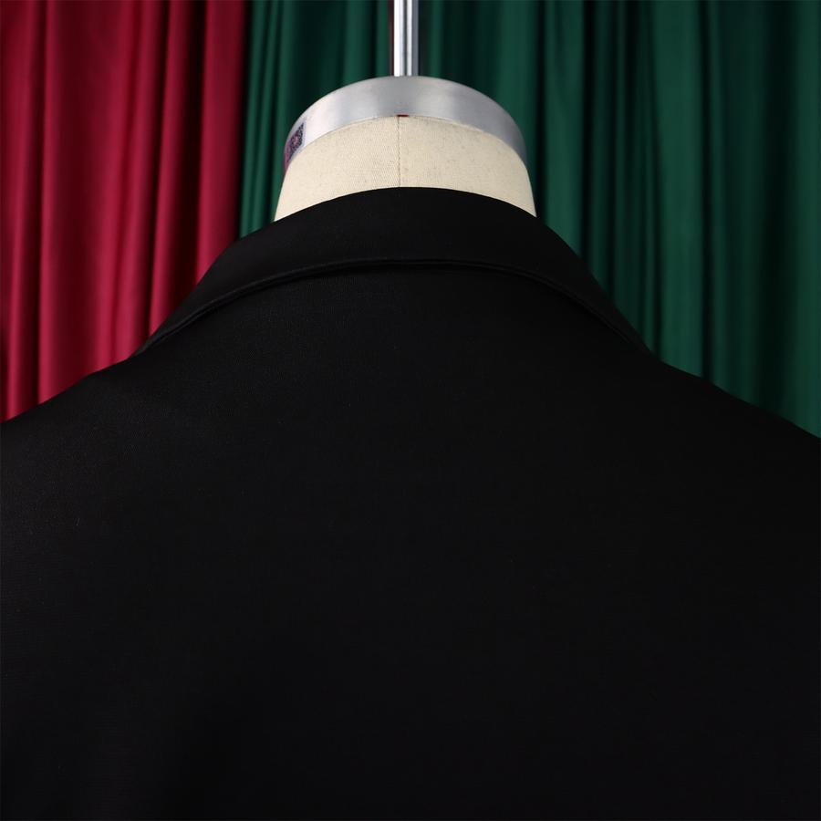 Stilvolles Blazer-Oberteil mit kurzen Ärmeln und gepunktetem A-Linien-Midiröck-Set