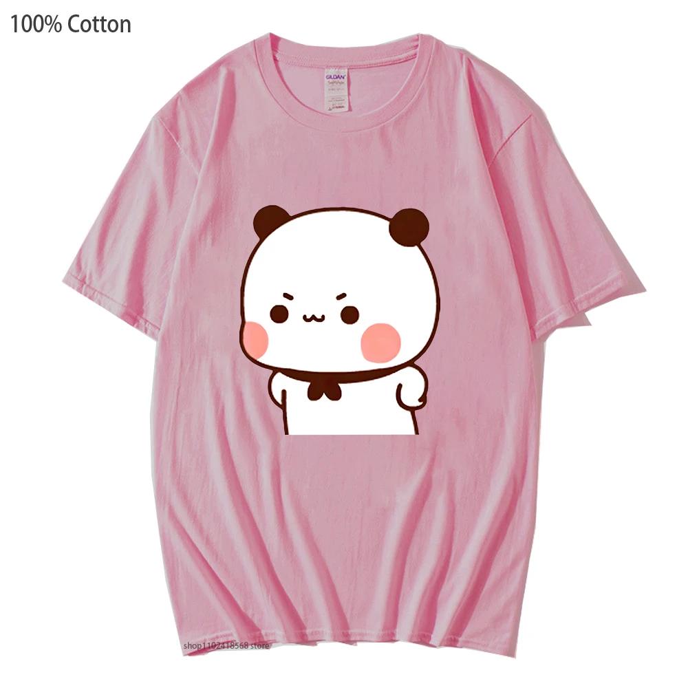 Cute Bubu Is Yelling At Dudu T-Shirts for Men's Shirt Women Couple Clothes 100% Cotton Summer Tees Panda Bear Tops