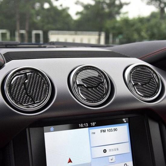 Carbon Fiber Interior Center Air Vent Cover Trim For Ford Mustang 2015~2018 2019