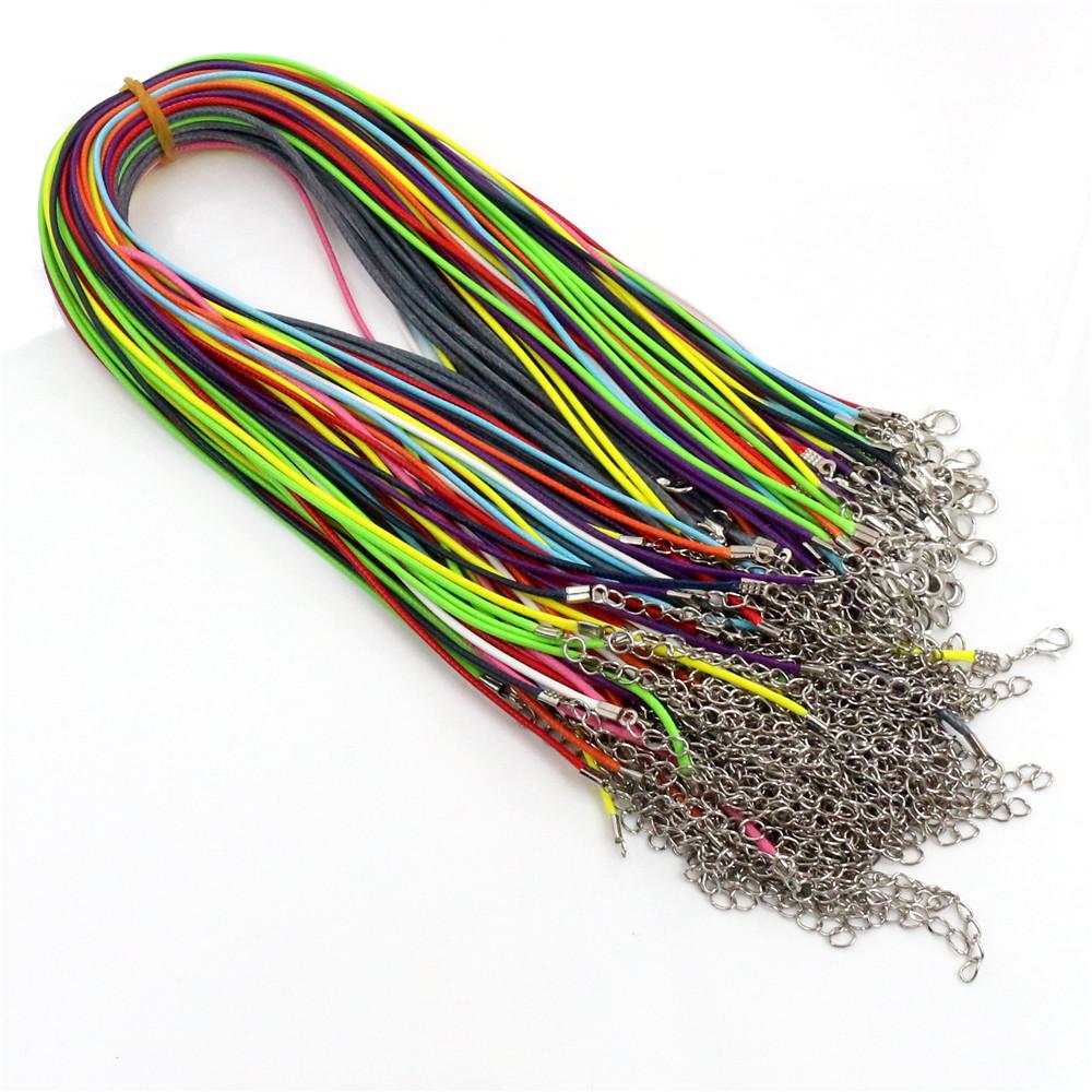 Handmade Leather Adjustable Braided Rope Necklaces & Pendant Charms Findings Lobster Clasp String Cord 20pcs/Lot