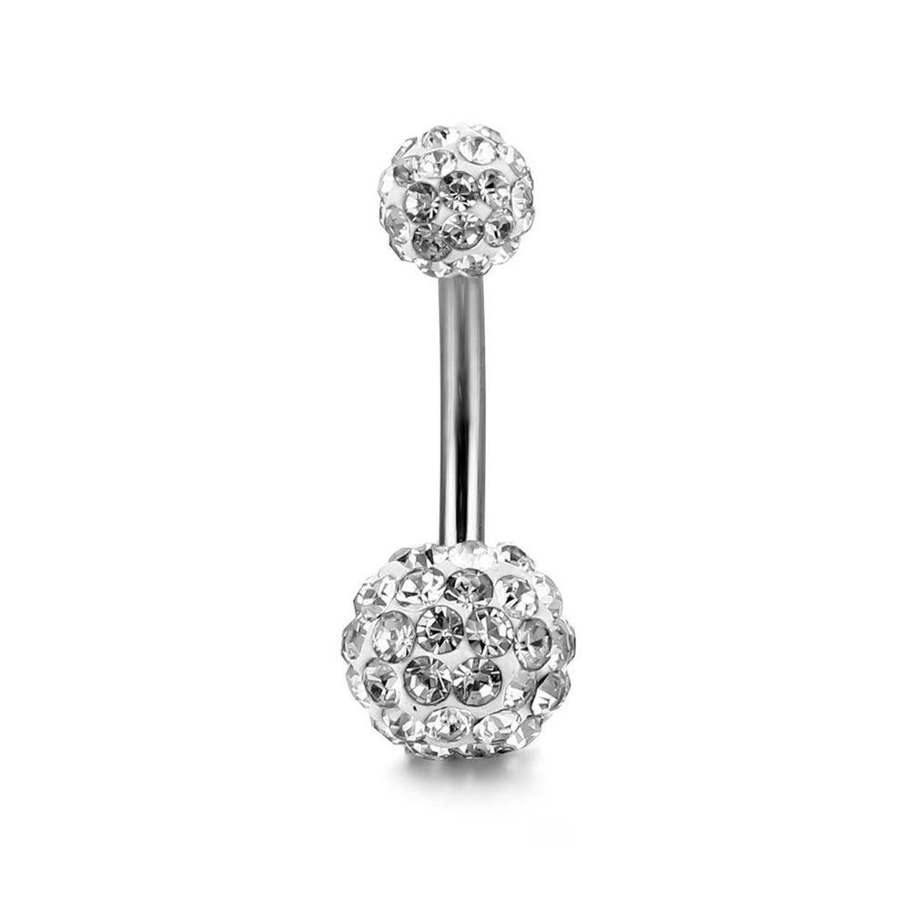 Zircon Crystal Ball Belly Button Rings Stainless Steel Shiny Body Jewelry  Accessories