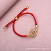 Gold-Plated Virgin Mary Zircon Bracelet with Adjustable Cotton Rope