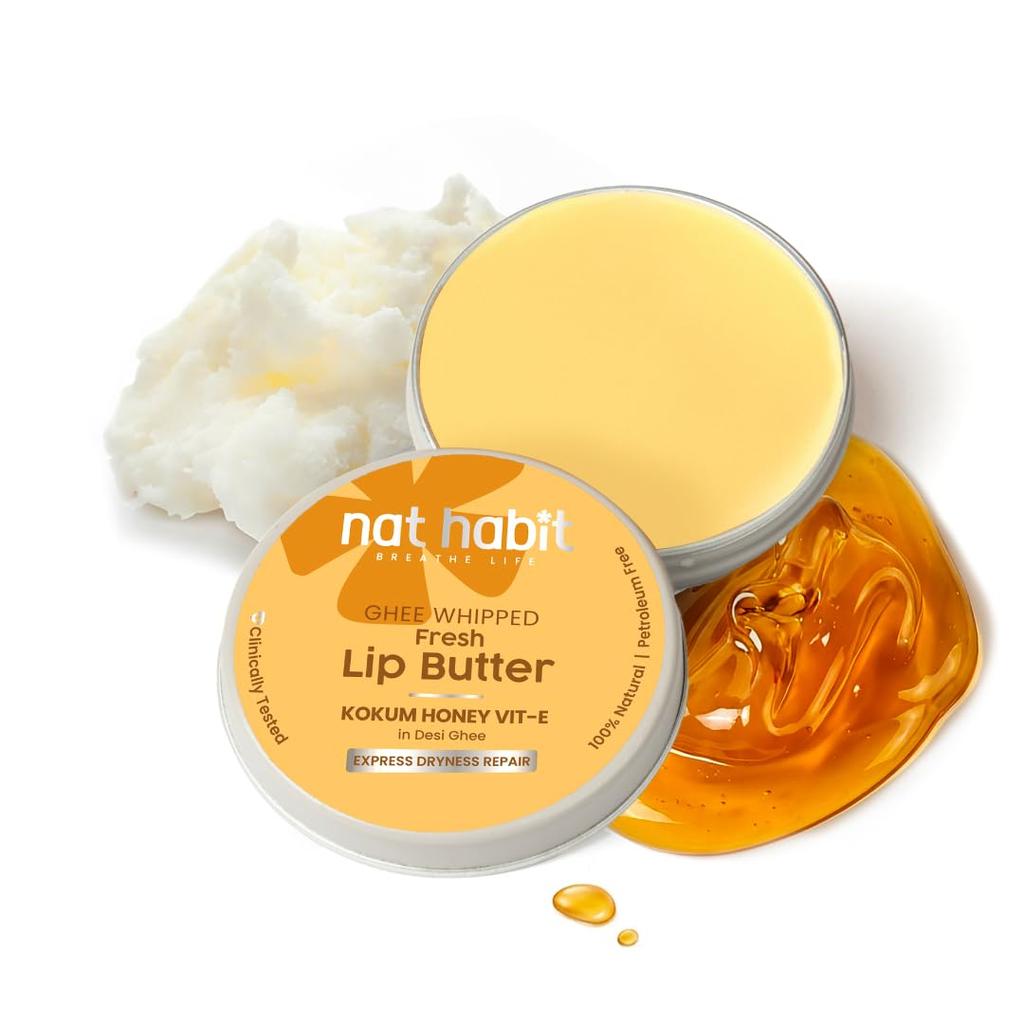 Nat Habit Kokum Honey Lip Balm - Deep Hydration Lip Butter For Dry Chapped Lips Care, Natural Softening Tinted Care, 8g