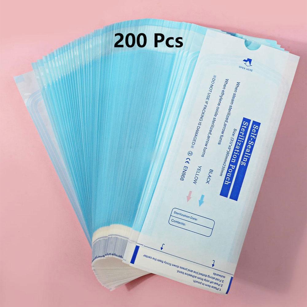 

Одноразовый самогерметизирующийся пакет для стерилизации маникюрных инструментов с УФ-стерилизатором, 200 шт./упаковка синий