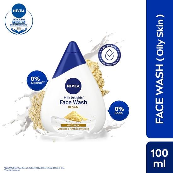 NIVEA Milk Delights Face Wash Fine Gramflour For Oily Skin 100ml, 100 Ml