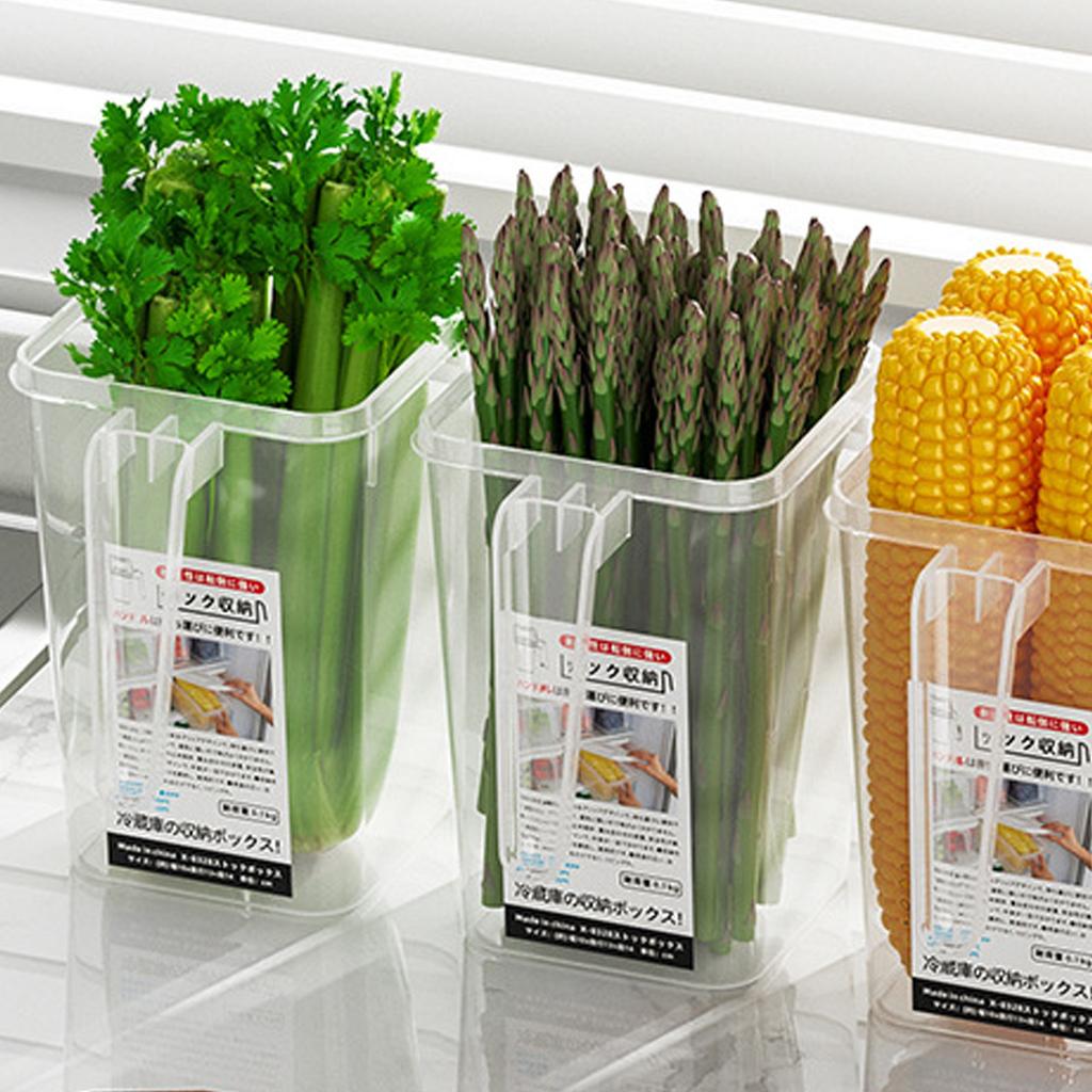 Refrigerator Side Door Storage Box Clear Vegetable Egg Fridge Door Organizer Container with Lid for