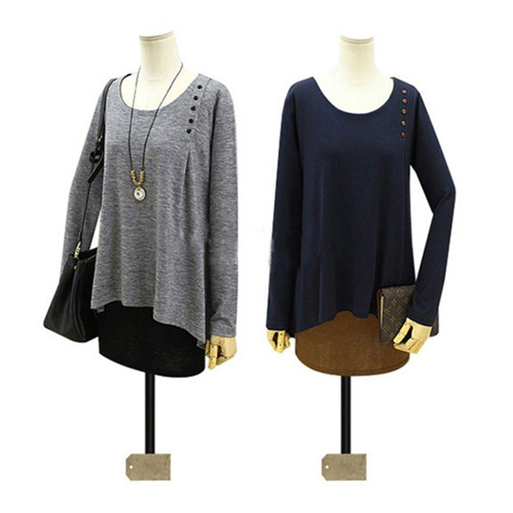 

Нерегулярная поддельная двухсекционная футболка с длинными рукавами, женская свободная футболка с круглым вырезом