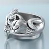 Vintage Silver Finger Jewelry Unisex Plated Cats Ring Gift