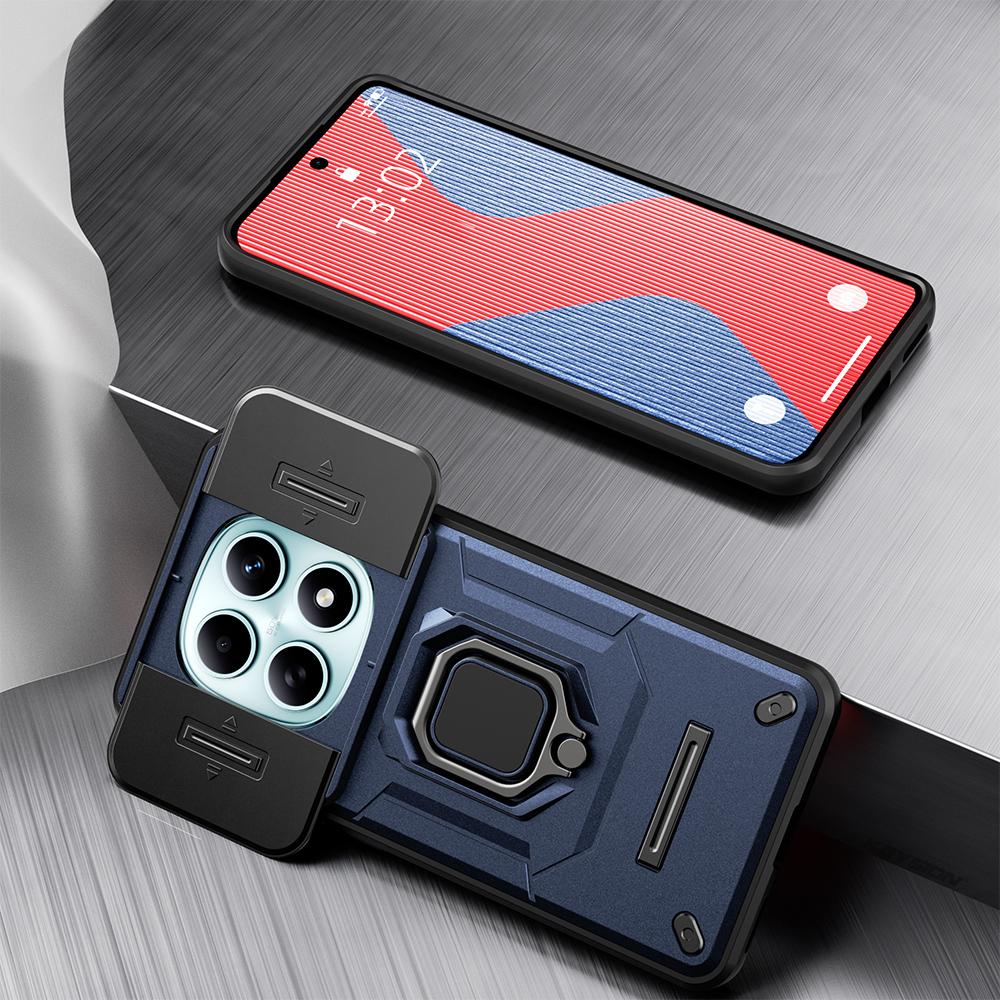 KEYSION Shockproof Case for Xiaomi Redmi Note 15 Pro+ 5G Slide Camera Protection Metal Ring Stand Phone Cover for Redmi Note 15 4G 5G