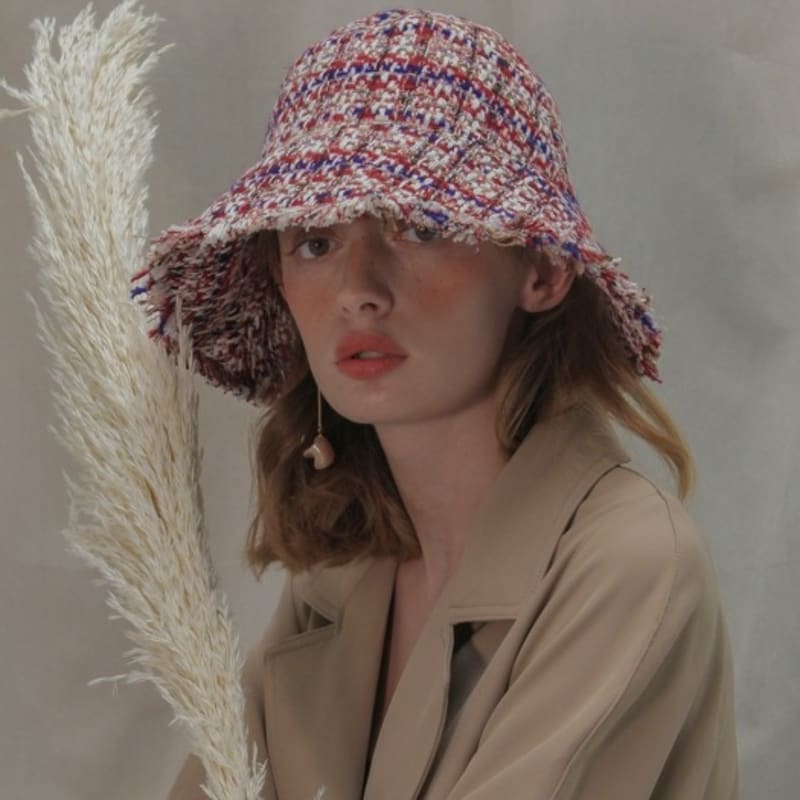 

poesiedame tweed bucket hat_red FREE