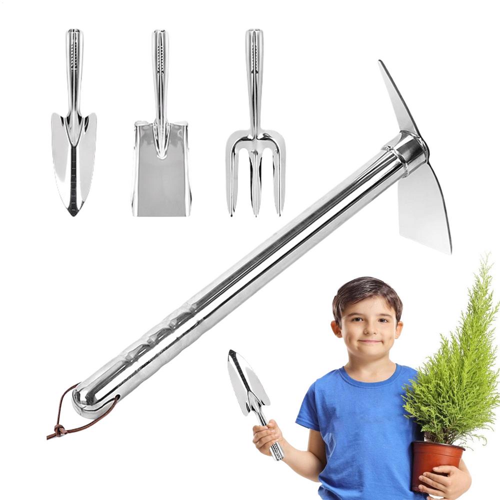 Garden Tool Set Soil Loosening Stainless Steel Shovel Portable Garden Tools Set Of 4 For Yard Lawn Vegetable Planting Soil
