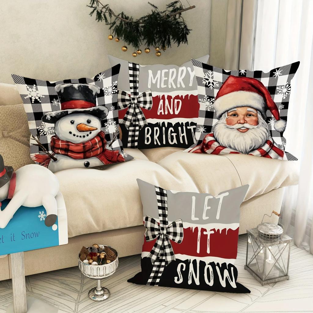 Christmas decoration pillowcase Santa Claus Snowman pattern is suitable for home room sofa cushion cover Christmas gift