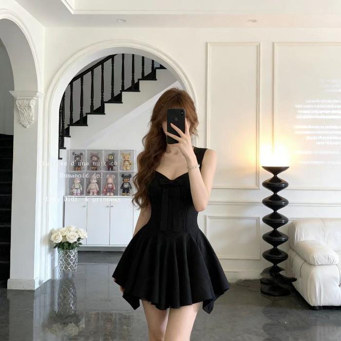 French Daughter Wind Sleeveless Vest Dress Women's Summer Red Waist Socialite Birthday Dress Princess Skirt
