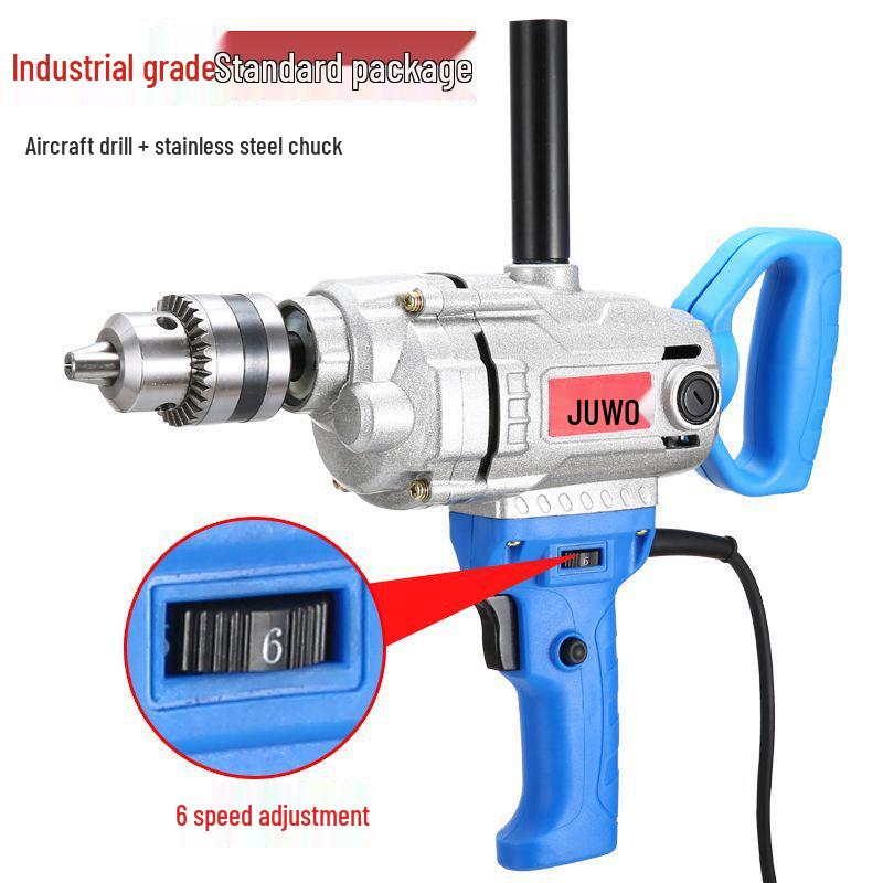 16-Speed Adjustable High-Power Hand Drill Mixer for Forward/Reverse Cement, Putty, and Powder Mixing