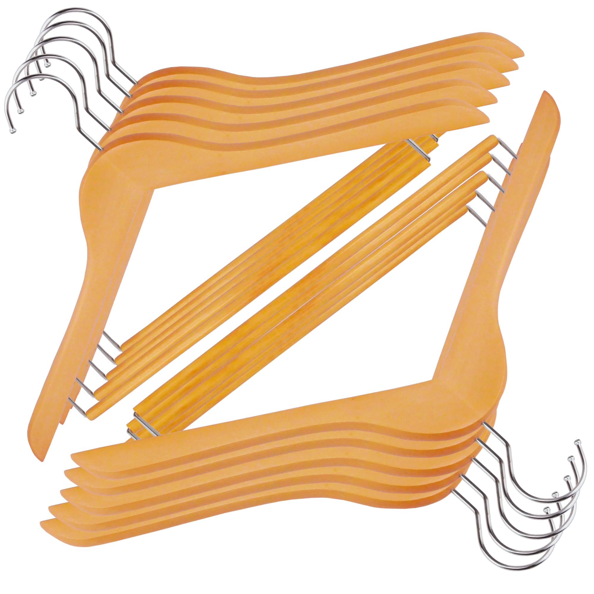 

Natural Set of 10 your Slim Domestically Inspected NEEDS-itWooden Hangers, Finish, (Choose number), Design, Space-Saving,