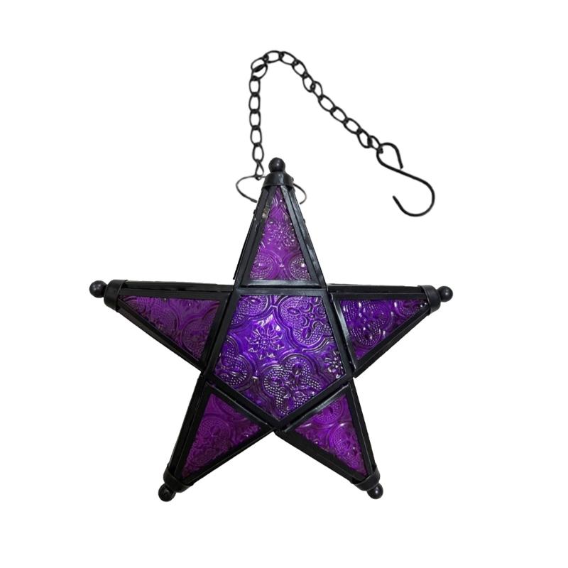 Iron Hanging Candle Holders Art Design Star Shape for Home Decors Sturdy Metal Texture Ideal for Living Room Study