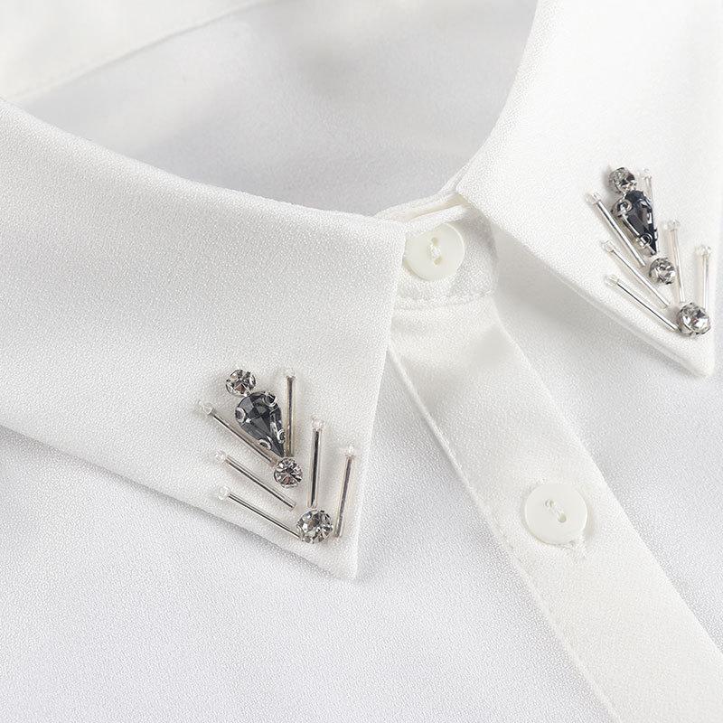 Versatile Women's White Beaded Detachable Shirt Collar for Sweaters – Autumn and Winter Accessory