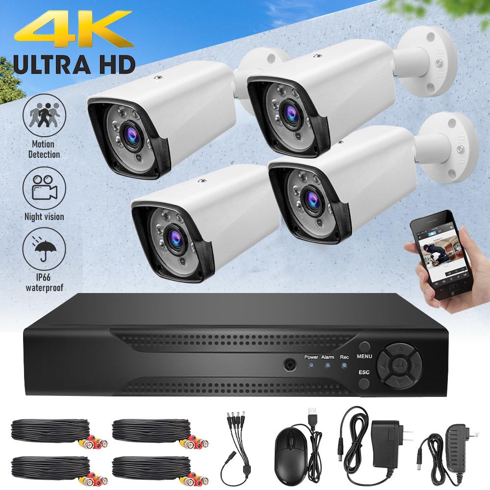 4K 5MP CCTV Camera Security System 1080p HD Motion Detection Surveillance Camera Set Outdoor Night Vision Waterproof Monitor