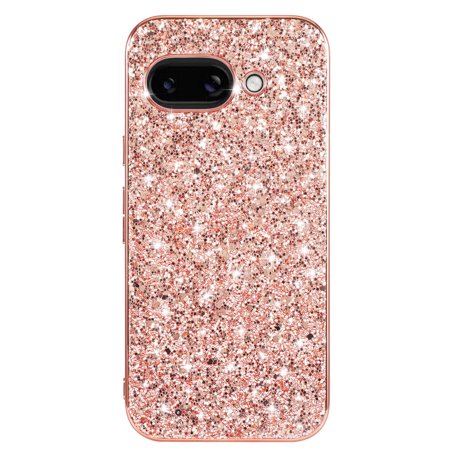 

For Google Pixel 9a Case TPU+PC Sparkling Glitter Phone Back Cover Blue