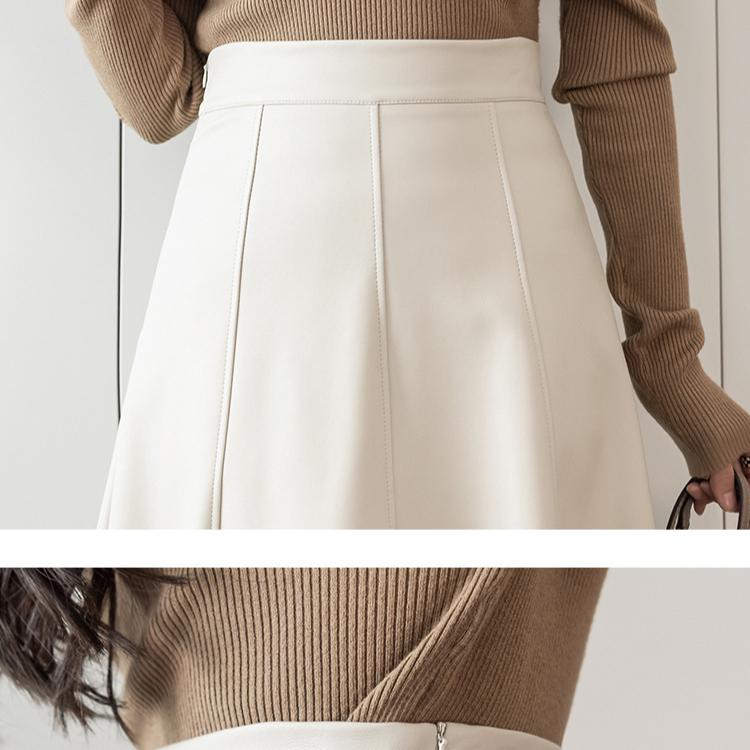 Kunstlederröcke für Frauen Reißverschluss Plissee Chic Casual Loose Röcke Herbst Winter Neue Mode Hohe Taille Weibliche Röcke