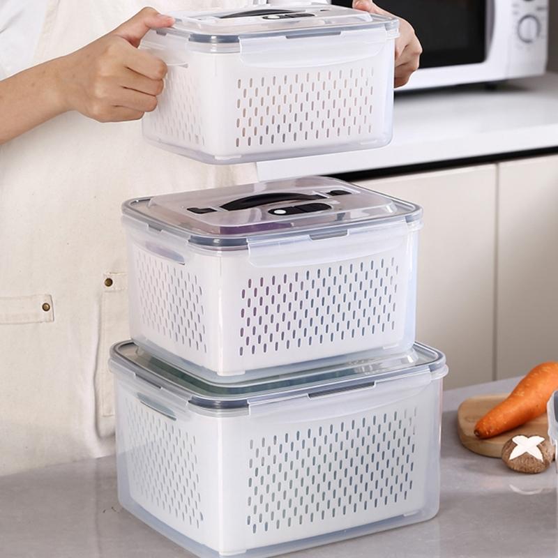 Multipurpose Food Storage Container with Removable Colander Accessory for Easy Draining and Long Time Use Preservation