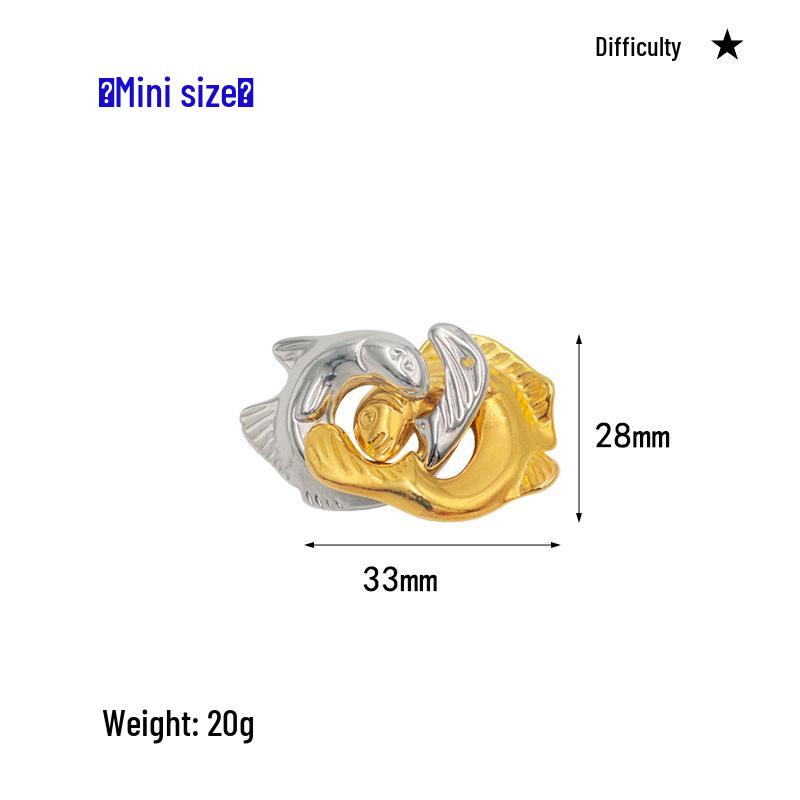 Intelligence Puzzle Zinc Alloy Disentanglement Rings - Unlock Nine Linked Rings Kongming Luban Lock Educational Toy