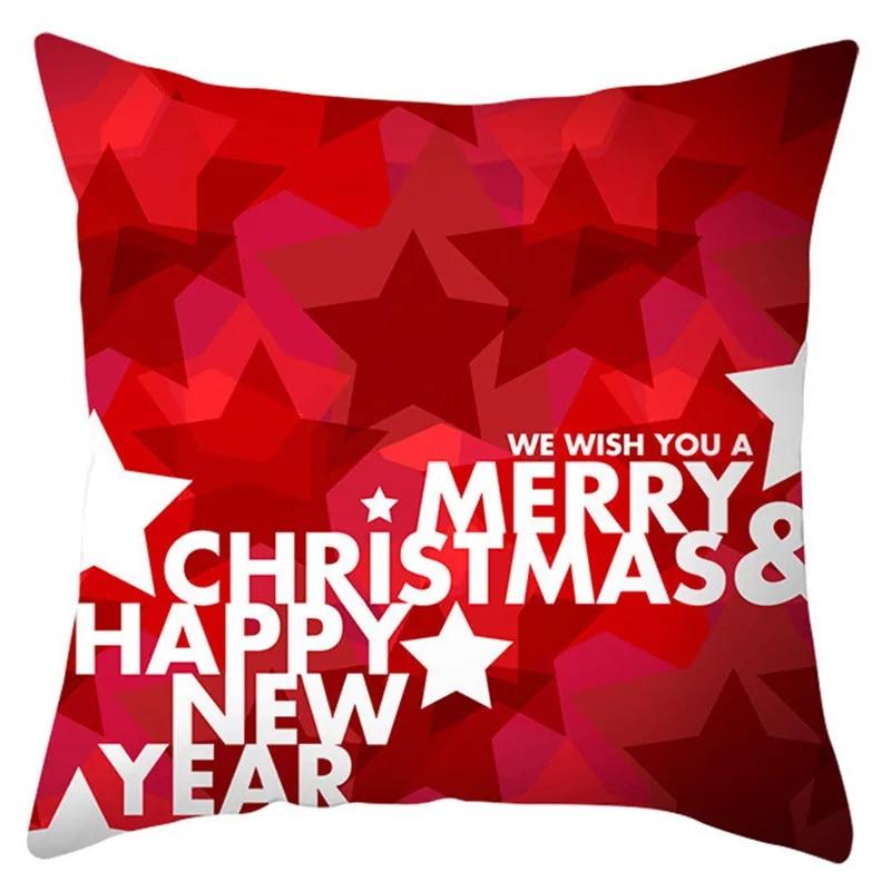 Christmas Decoration Pillow Cover Christmas Hat Christmas Tree Santa Elk Text Gift Gingerbread Man Sofa Home Decor Pillow Cover