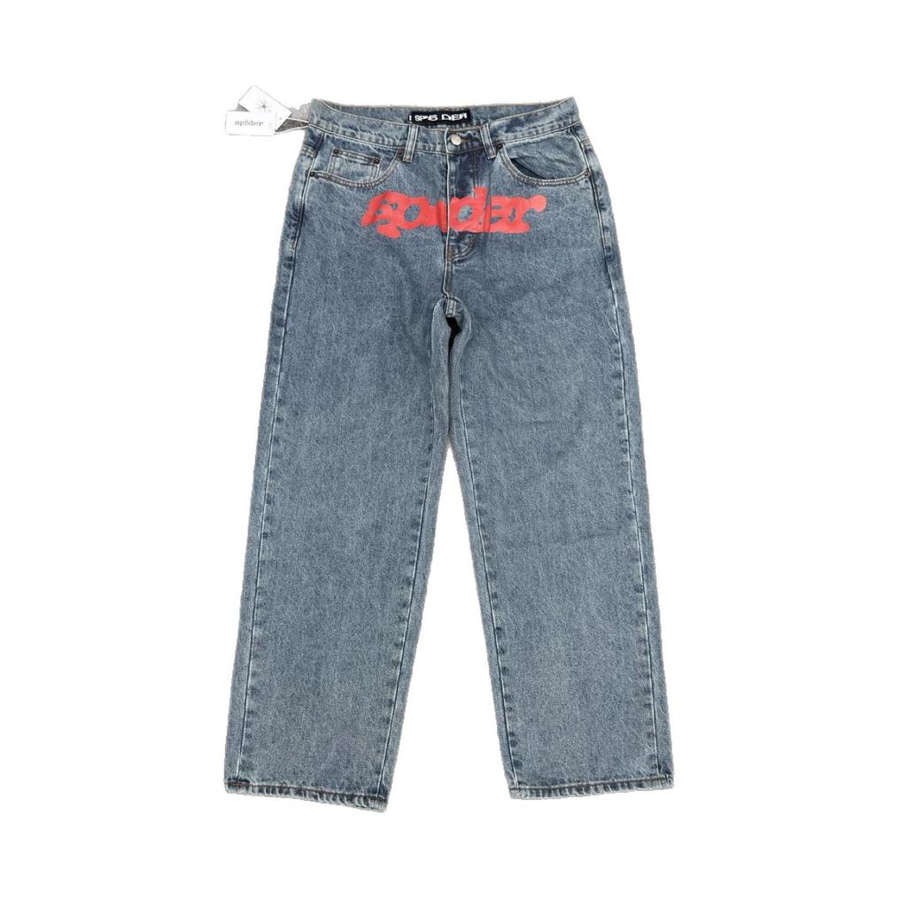 Jeans American Street Trendy Print Washing Water Vintage Distressed Casual Coed Hip Hop High Street