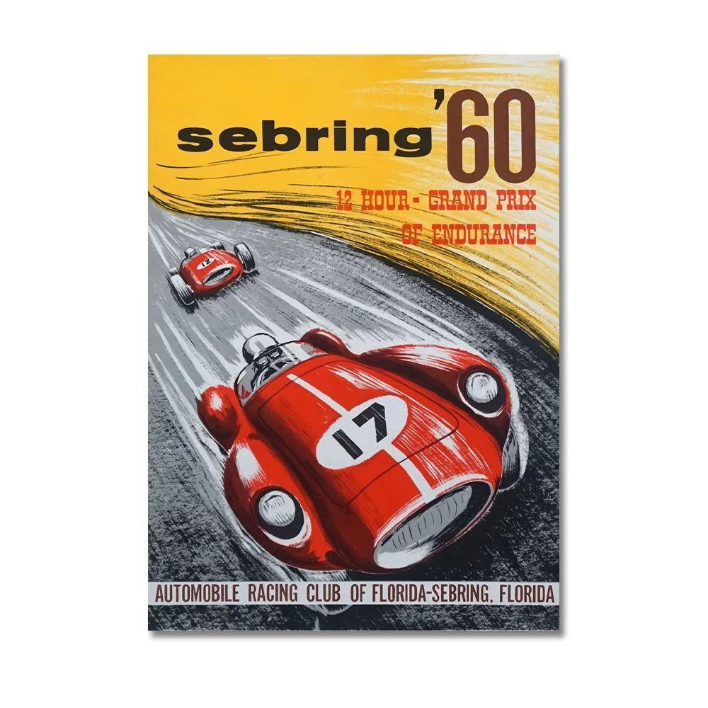 Vintage Car Racing Metal Tin Sign Home Garage Auto Club Decor