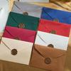 Chinese Retro Style Woven Pattern Envelope & Letter Set with Kraft Paper & Sealing Wax