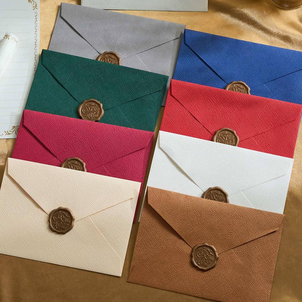 Chinese Retro Style Woven Pattern Envelope & Letter Set with Kraft Paper & Sealing Wax