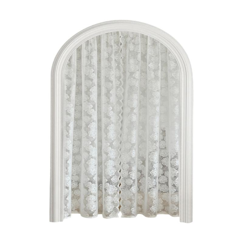 

Elegant White Lace Curtains Door Drape with Victorian Florals Pattern for Bedroom and Living Room 150x100cm /150x200cm 150x100cm