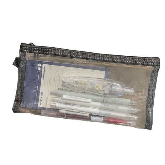 Пенал Полностью Прозрачный Большой Вместимости Сетчатый Пенал Безопасный для Проверки на Экзаменах Удобный Простой Пенал для Хранения Канцелярских Принадлежностей