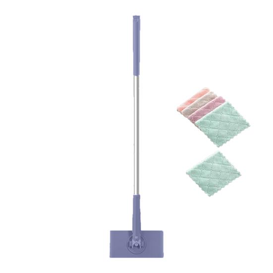 

Автоматическая швабра с зажимом для ткани и тряпкой, вращающаяся на 360 градусов удлиненная швабра, сухая/влажная двойная швабра для уборки дома Short фиолетовый