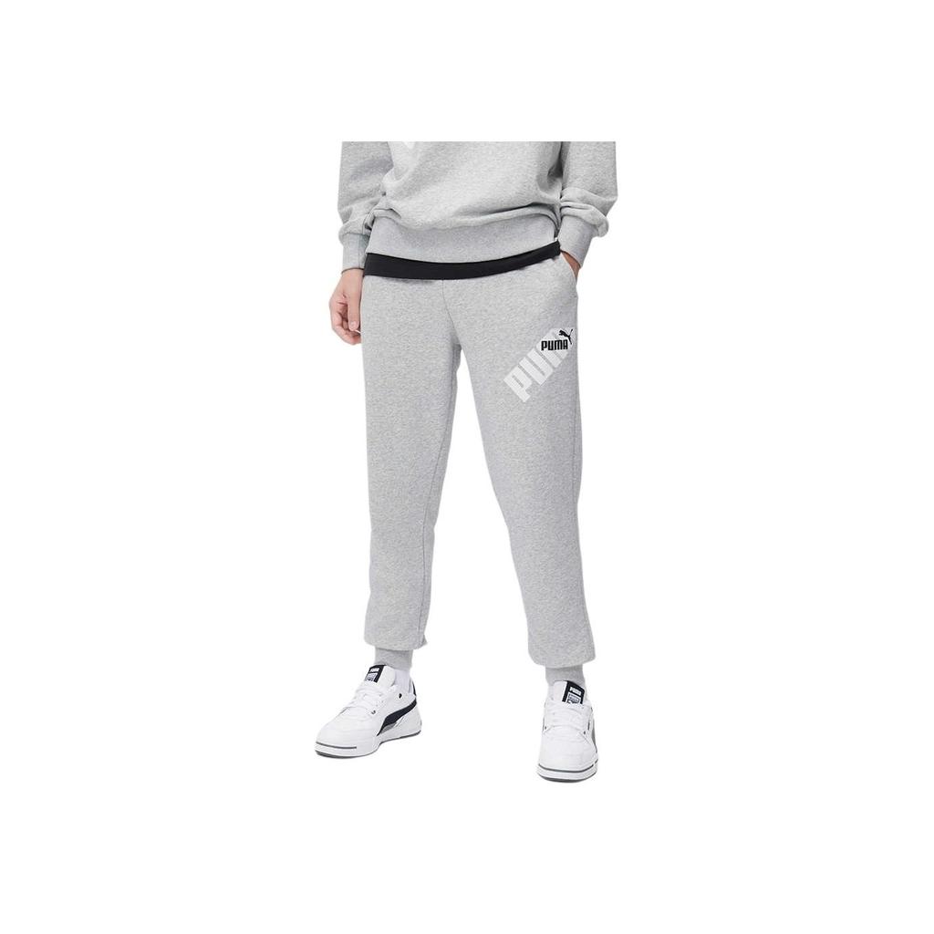 Puma Letter Print High Waist Knitted Sports Pants Men bottoms Gray 681272-04