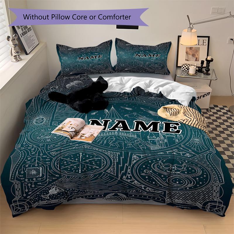 Custom Name Cartoon Harryl Bedding 3 Piece Set HD Print Duvet Cover Pillowcases for Teens Adult Bedroom Decoration