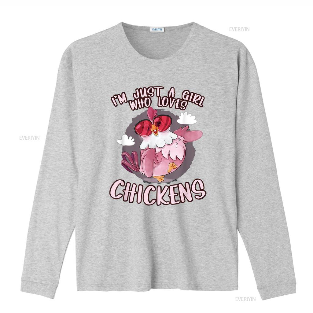 I M Just a Girl Who Loves Chickens Cute Chicken Buffs S T Shirt Vintage Washed Streetwear Graphic Soft Fashion Slightly