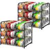 Stackable Can Organizer 2-Pack, Holds 36 Cans - Space-Saving Kitchen/Cabinet Storage Rack (Black)