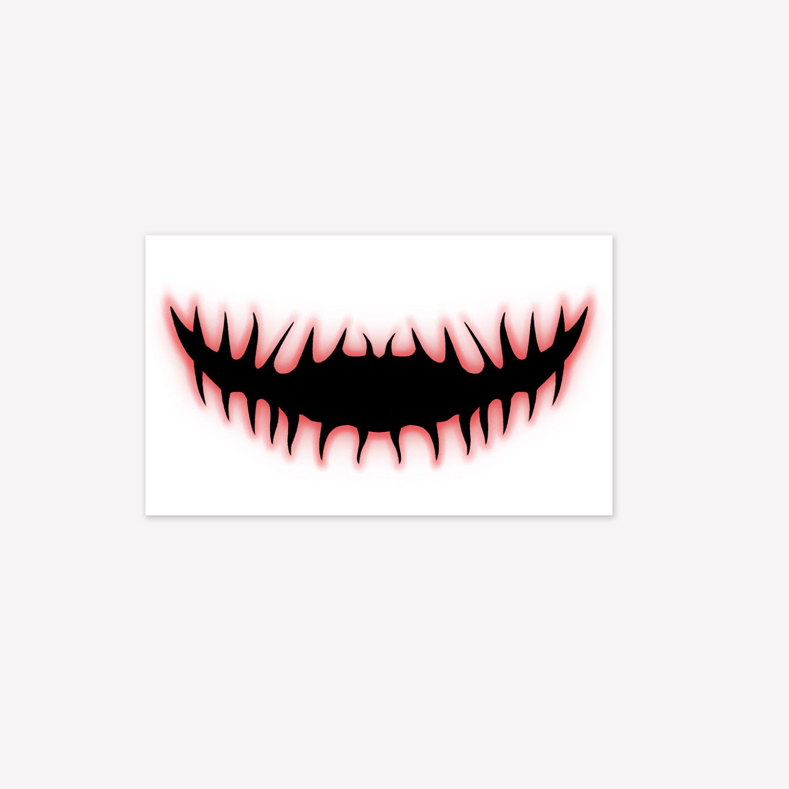 High-Value Personality Dark Smiley Face Mouth Scar Halloween Face Sticker Tattoo Sticker 15*9CM