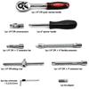 46PCS Small Drive Socket Ratchet Wrench Screwdriver Set, 1/4 Inch Metric Socket and Ratchet Wrench Set with Extension Bar, Compact Tool Set for Car