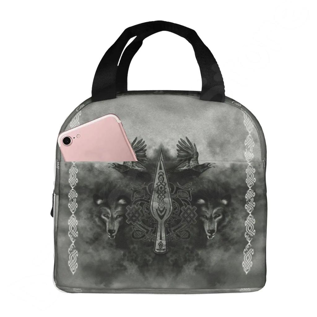 Viking Nordic Celtic Symbol Print Thermal Lunch Bags for Women Men Insulated Lunch Box Bento Bag for Beach School Work Office