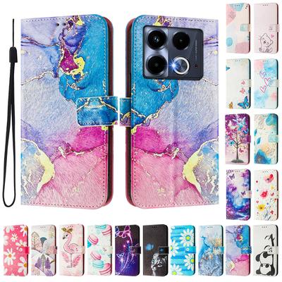 Colored Marble Luxury Painted Leather Case Wallet Book Style Cover for Infinix Smart 4,Hot 9 Play,Hot 10 Play,Smart 6,X680,HOT 8,X650,HOT 40...