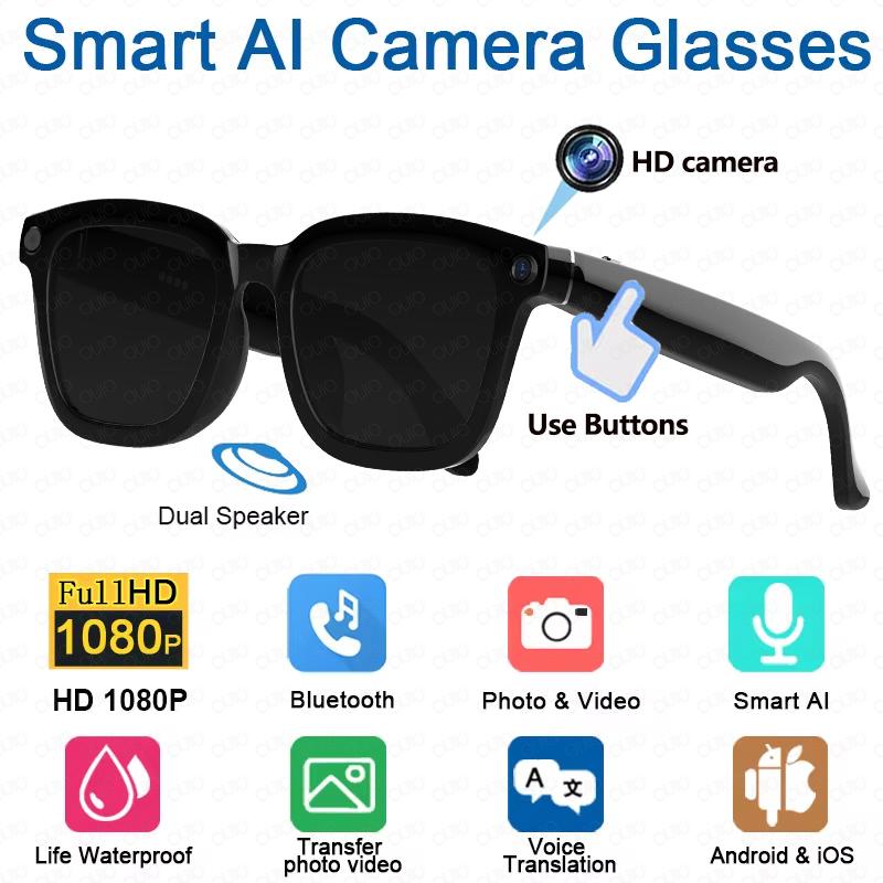 Neue Unisex KI-Smart-Brille 4K HD 800MP Kamera Video Outdoor Sportsonnenbrille KI Chat GPT Übersetzung Aufnahme Bluetooth Anruf Brille Wasserdicht